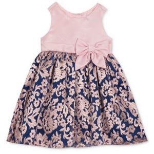 Rare Editions Baby Girls Embroidered Mikado Dress